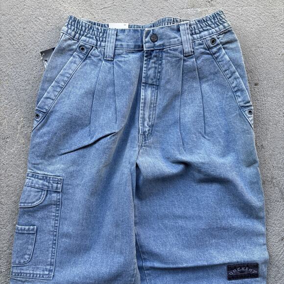 Deadstock 90s Dockers Jeans Mens 28x30 Pleated Denim Levis Cargo Tapered Vintage - Picture 2 of 13